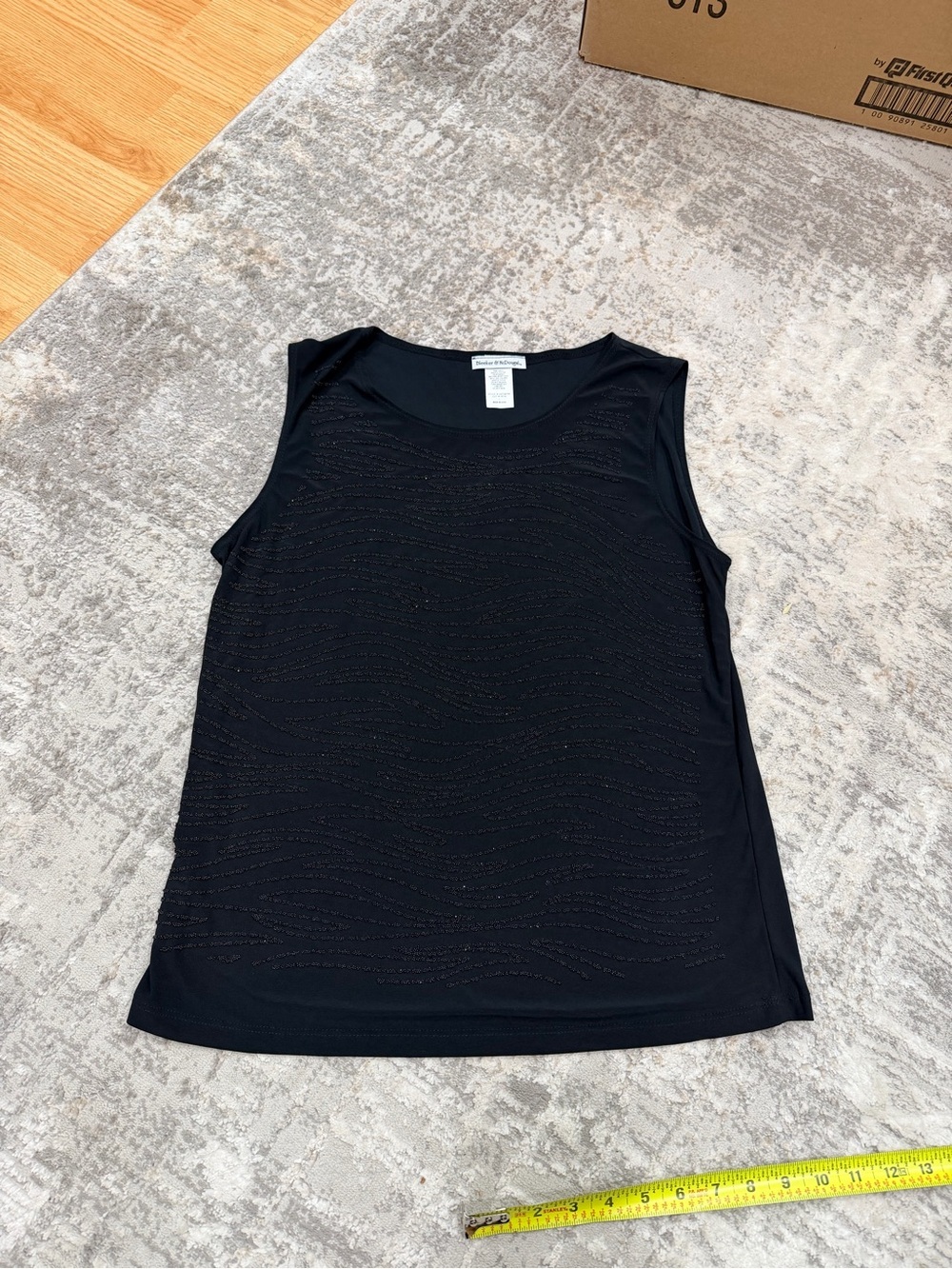 Sleeveless Black Beaded Women's Top